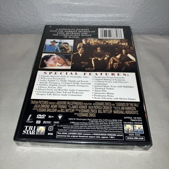 Dvd Sealed New Legends Of The Fall Special Edition Columbia Pitt Anthony Hopkins - Picture 2 of 3